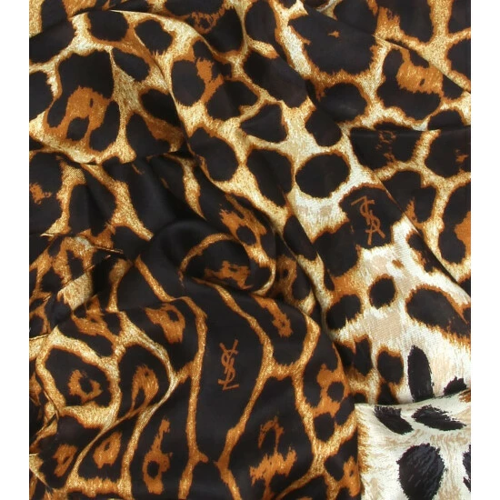Outlet ๐ Saint Laurent Leopard Print Silk Scarf ๐ - Image 3