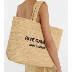 Cheapest 😀 Saint Laurent Rive Gauche Raffia-effect Tote Bag 🛒