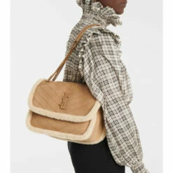 Coupon 🔥 Saint Laurent Niki Medium Shearling Shoulder Bag ⌛