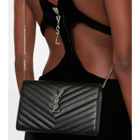 Best Pirce 😀 Saint Laurent Monogram Leather Wallet On Chain ⌛