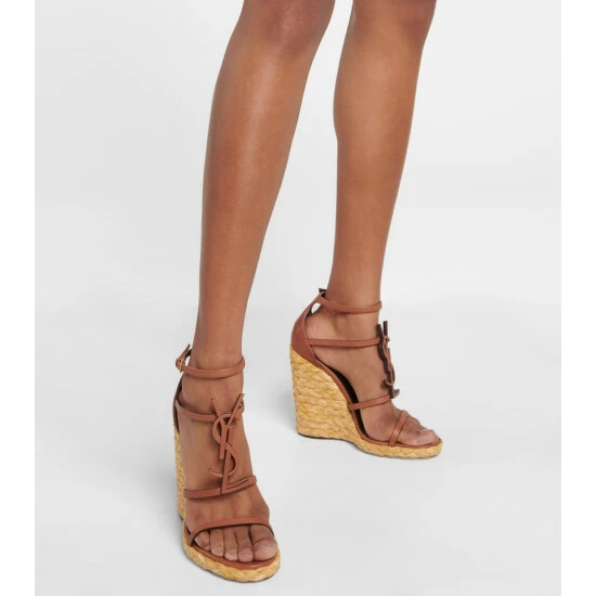 Best reviews of 🥰 Saint Laurent YSL Leather And Raffia Wedge 🩴 Sandals 🥰 - Image 3