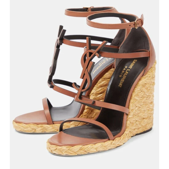 Best reviews of 🥰 Saint Laurent YSL Leather And Raffia Wedge 🩴 Sandals 🥰 - Image 4