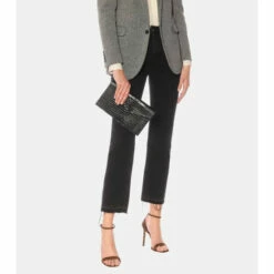 Best Sale 🔔 Saint Laurent Uptown Embossed Leather Clutch ✔️