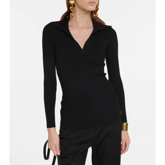 New 🛒 Saint Laurent Ribbed-knit Polo Sweater ⌛ - Image 5