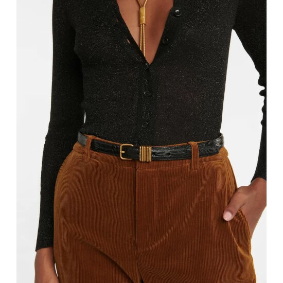 Promo ๐ Saint Laurent Lizard-effect Patent Leather Belt ๐