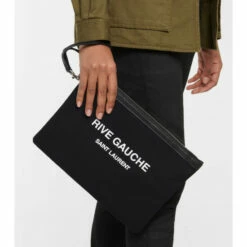 Cheap 🥰 Saint Laurent Rive Gauche Canvas Pouch ❤️