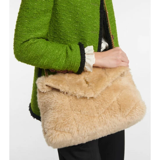 Hot Sale π― Saint Laurent Loulou Puffer Small Shearling Shoulder Bag π―