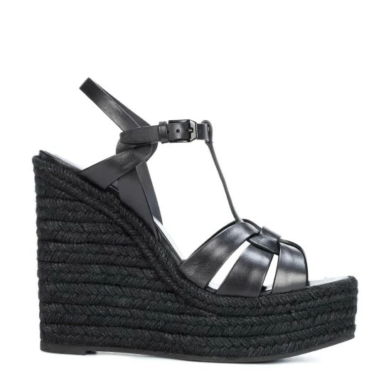 Best reviews of 😍 Saint Laurent Tribute Leather Wedge Espadrille 🩴 Sandals 🎁 - Image 3