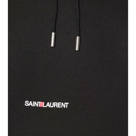 Outlet ๐งจ Saint Laurent Logo Cotton Jersey Hoodie ๐ฅฐ - Image 3