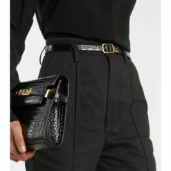 New 👍 Saint Laurent Croc-effect Leather Belt 😉