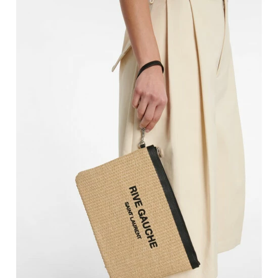 Outlet โญ Saint Laurent Rive Gauche Raffia Pouch โจ