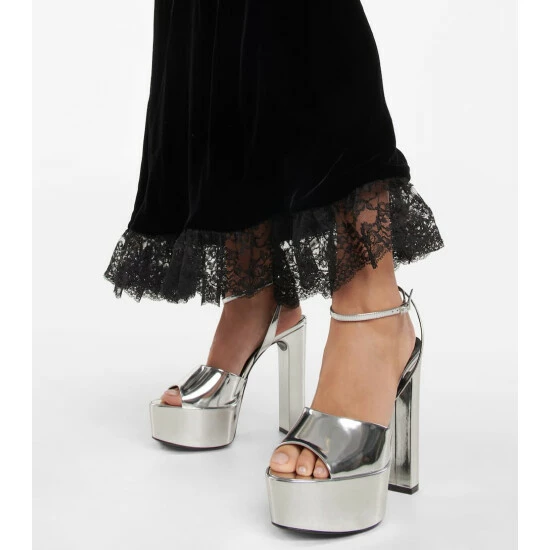 Top 10 👍 Saint Laurent Jodie Patent Leather Platform 🩴 Sandals ✨ - Image 3