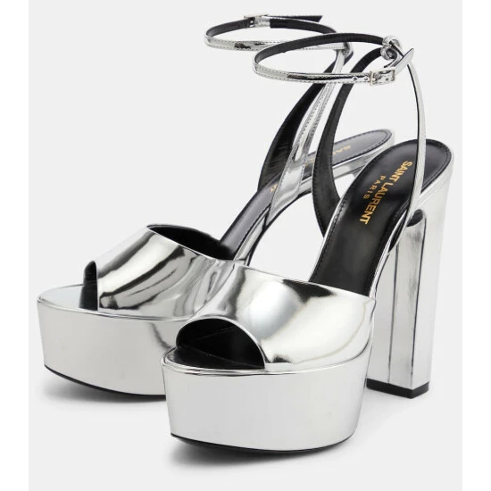 Top 10 👍 Saint Laurent Jodie Patent Leather Platform 🩴 Sandals ✨ - Image 4