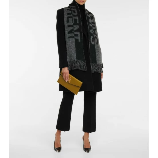 Buy ๐ Saint Laurent Logo Wool, Alpaca And Mohair-blend Scarf ๐งจ