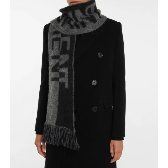 Buy ๐ Saint Laurent Logo Wool, Alpaca And Mohair-blend Scarf ๐งจ - Image 2