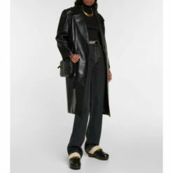 Best Sale ❤️ Saint Laurent Le Maillon Leather And Shearling Clogs ⌛