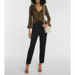 Discount ⌛ Saint Laurent Leopard-print Wool Cropped Blouse ✔️