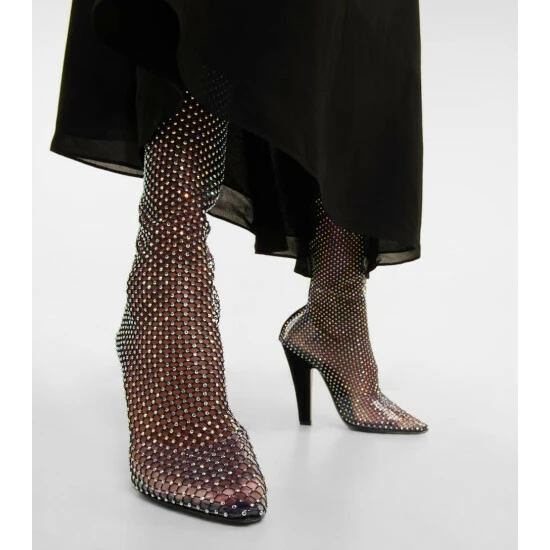 Discount 💯 Saint Laurent Embellished Mesh Knee-high 🥾 Boots 👍 - Image 3