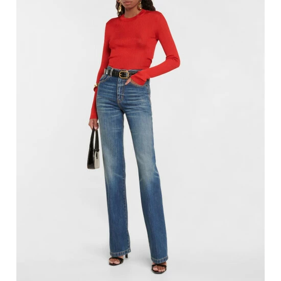 Top 10 ⌛ Saint Laurent Clyde High-rise Straight-leg 👖 Jeans 🌟