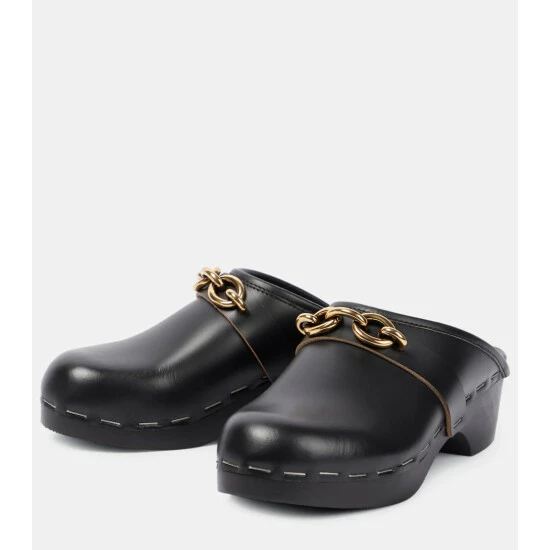 Coupon ๐ Saint Laurent Toff Embellished Leather Clogs ๐งจ - Image 4