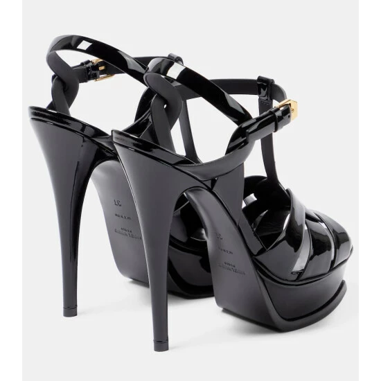 Buy ⌛ Saint Laurent Tribute Patent Leather Platform 🩴 Sandals 🤩 - Image 2