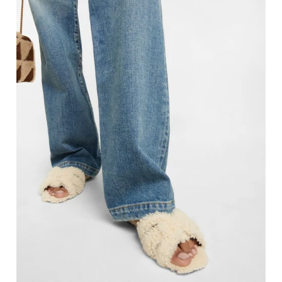 Discount 🛒 Saint Laurent Tribute Flat Shearling 🩴 Sandals ✨ - Image 3