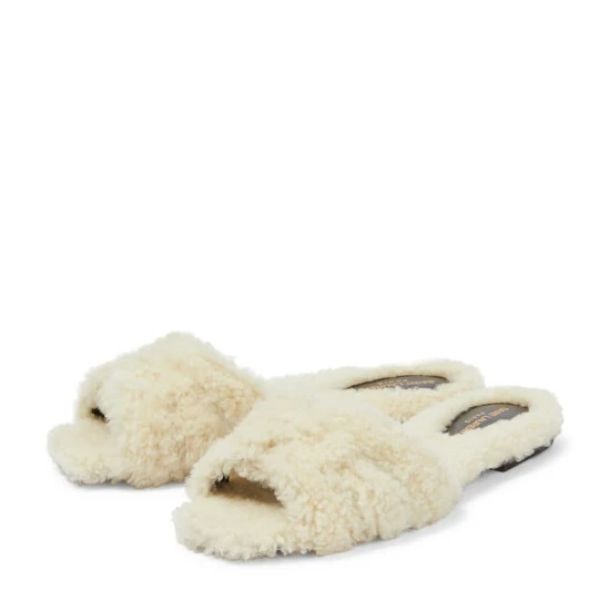 Discount 🛒 Saint Laurent Tribute Flat Shearling 🩴 Sandals ✨ - Image 4