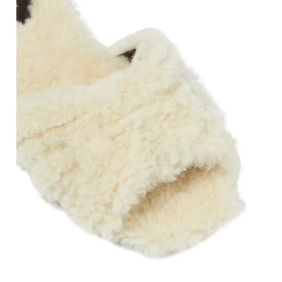 Discount 🛒 Saint Laurent Tribute Flat Shearling 🩴 Sandals ✨ - Image 5