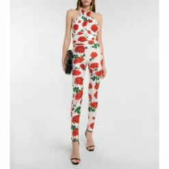 Best Sale 👏 Saint Laurent Cutout Floral Jersey Jumpsuit 🎉