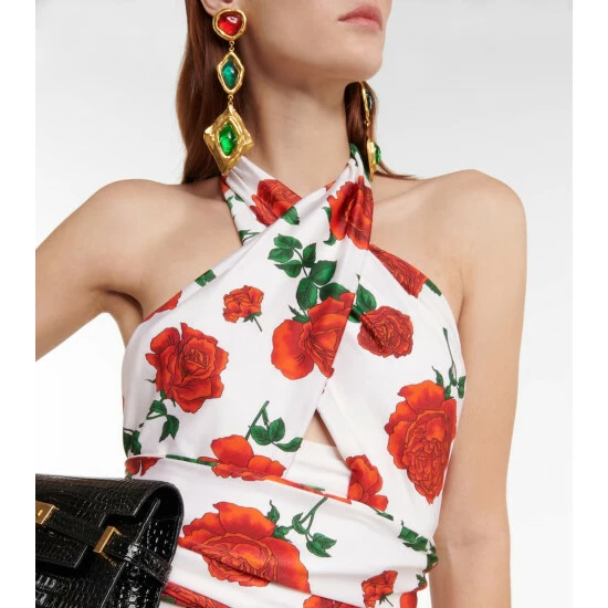 Best Sale ๐ Saint Laurent Cutout Floral Jersey Jumpsuit ๐ - Image 4