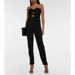 Buy 😉 Saint Laurent Bandeau Cutout Jersey Jumpsuit ✔️