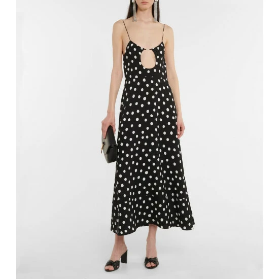Outlet ๐ Saint Laurent Polka-dot Cutout Midi ๐ Dress ๐