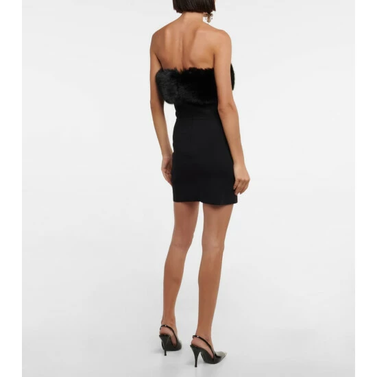 Discount 😉 Saint Laurent Faux Fur-trimmed Minidress 🔔 - Image 2