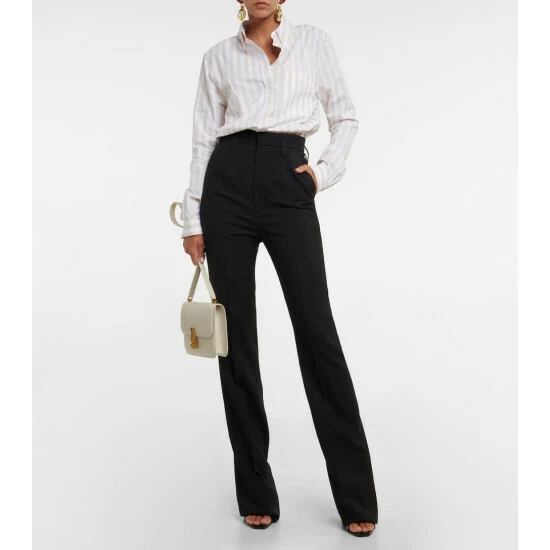 Top 10 ๐งจ Saint Laurent Wool Twill High-rise Pants ๐