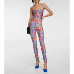 Promo ❤️ Saint Laurent Floral Jersey Halterneck Jumpsuit 🤩