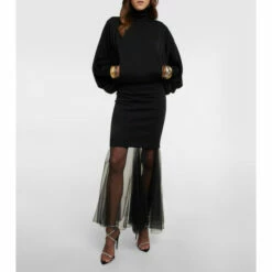 Best reviews of ๐ฏ Saint Laurent Tulle-trimmed Wool Jersey Maxi ๐ Dress ๐