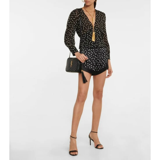 Outlet 🤩 Saint Laurent Polka-dot Silk Georgette Blouse 👏