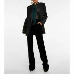 Wholesale 🥰 Saint Laurent Cupro Velvet High-rise Straight Pants 👏