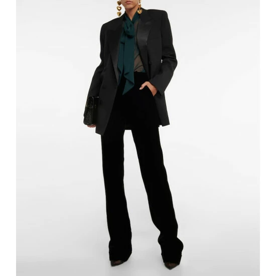 Wholesale 🥰 Saint Laurent Cupro Velvet High-rise Straight Pants 👏