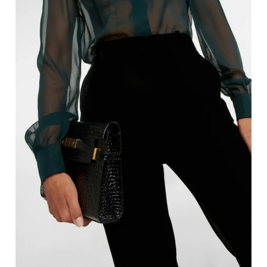 Wholesale 🥰 Saint Laurent Cupro Velvet High-rise Straight Pants 👏 - Image 3