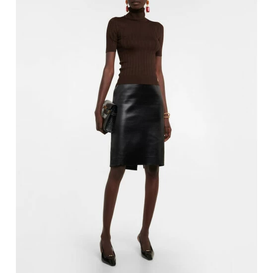 Flash Sale 🛒 Saint Laurent Ribbed-knit Turtleneck Silk Top ⌛