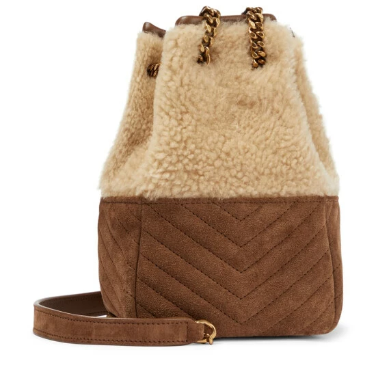Buy ๐ Saint Laurent Joe Mini Shearling-paneled Bucket Bag โ - Image 3