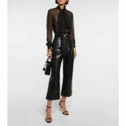 Best reviews of 🎁 Saint Laurent Leather Straight Cropped Pants 🎉