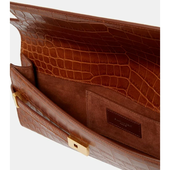 Best deal ⭐ Saint Laurent Manhattan Croc-effect Leather Clutch ❤️ - Image 2