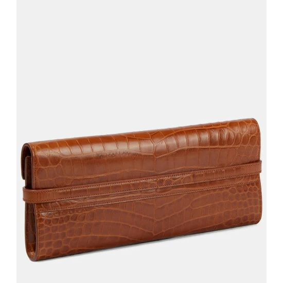 Best deal ⭐ Saint Laurent Manhattan Croc-effect Leather Clutch ❤️ - Image 3