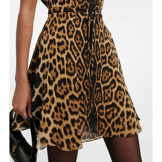 New 💯 Saint Laurent Leopard-print Silk Georgette Minidress 🛒 - Image 5