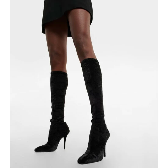 Buy ⌛ Saint Laurent Talia Velvet Knee-high 🥾 Boots 😍 - Image 3