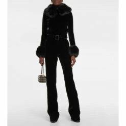 Wholesale 🌟 Saint Laurent Faux Fur-trimmed Velvet Jumpsuit ✔️