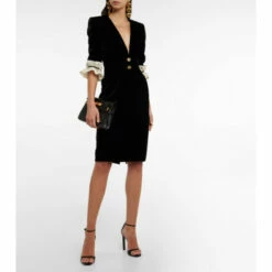 Buy โ๏ธ Saint Laurent Cupro Velvet Midi ๐ Dress ๐