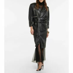 Cheapest 🧨 Saint Laurent Belted Leather 🧥 Coat ✔️